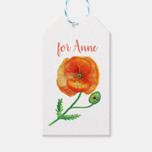 Botanische Kunst, Rote Mohnblume, Blume Geschenk-T Geschenkanhänger