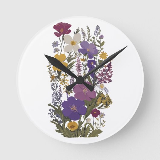 Botanische Kunst Runde Wanduhr (Vorderseite)
