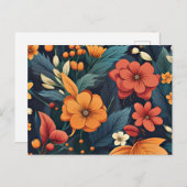 Botanische Kunst, schöne Blumenmuster, Postkarte (Vorne/Hinten)