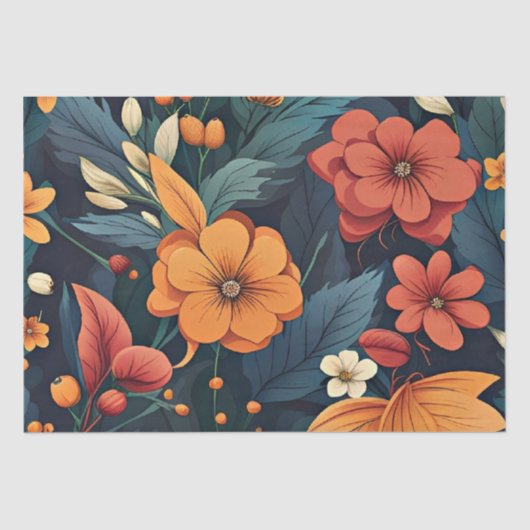 Botanische Kunst, schöne Blumenmuster, Seidenpapier (Vorderseite)