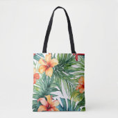 Botanische Kunst, tropisches Wasser | Palm Hibisku Tasche (Vorderseite)