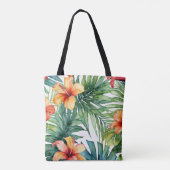 Botanische Kunst, tropisches Wasser | Palm Hibisku Tasche (Rückseite)