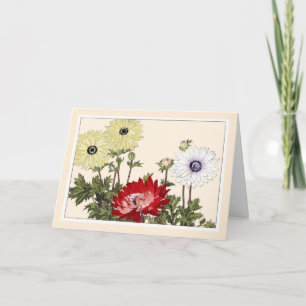 Botanische Kunstkarte - Anemonen Dankeskarte