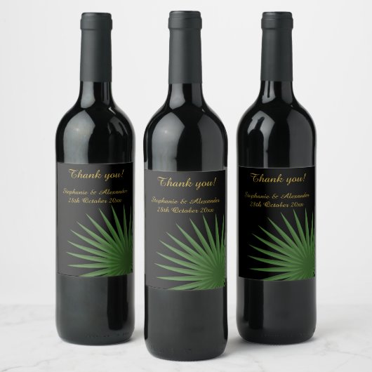 BOTANISCHE KUSTOMIZBARE SCHWARZE GRÜNE FERN WEINETIKETT (Flaschen)
