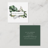 Botanische Laub- und Golddetails des Aquarells Quadratische Visitenkarte (Vorne/Hinten)