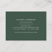 Botanische Laub- und Golddetails des Aquarells Visitenkarte (Rückseite)