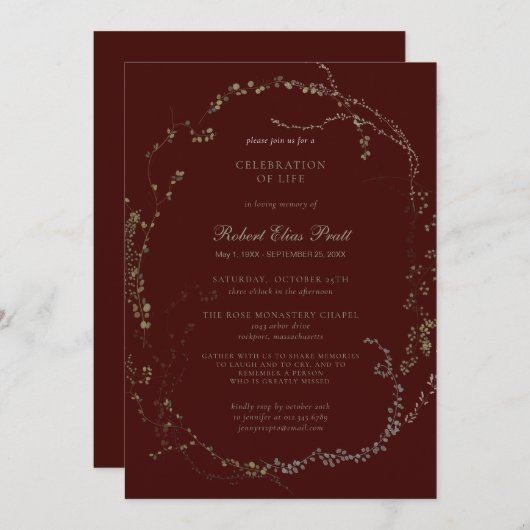 Botanische Lebensfeier Einladung (Vorne/Hinten)