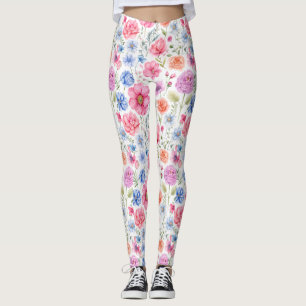 Botanische Leggings mit Chic Watercolor