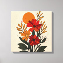 Botanische Leinwandkunst im Mid-Century-Modern-Sti