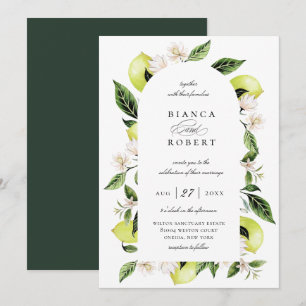 Botanische Lemon Arch Frame Wedding Einladung