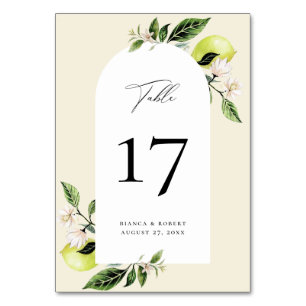 Botanische Lemon Arch Frame Wedding Tischnummer