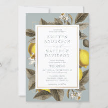 Botanische Lemon-Blätter Wedding Dusty Blue