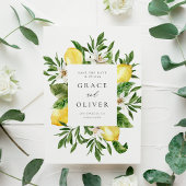 Botanische Lemon-Blüten-Rahmen Save the Date Postkarte