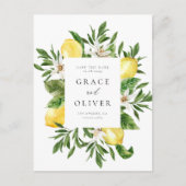 Botanische Lemon-Blüten-Rahmen Save the Date Postkarte (Vorderseite)