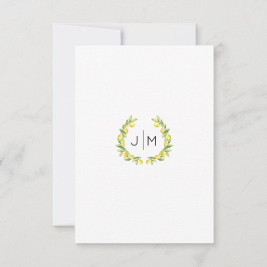 Botanische Lemon Branches Citrus Wedding RSVP Kart (Rückseite)