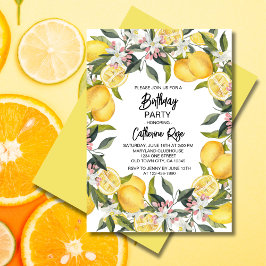 Botanische Lemon Garden Sommer Geburtstagsparty Einladung