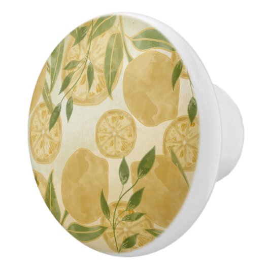 Botanische Lemon Greenery Keramikknauf (Rechts)