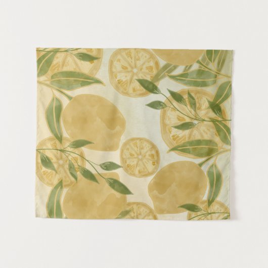 Botanische Lemon Greenery Wandteppich (Vorderseite (Horizontal))