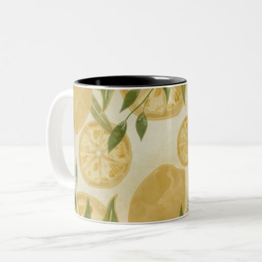 Botanische Lemon Greenery Zweifarbige Tasse (Vorderseite Links)