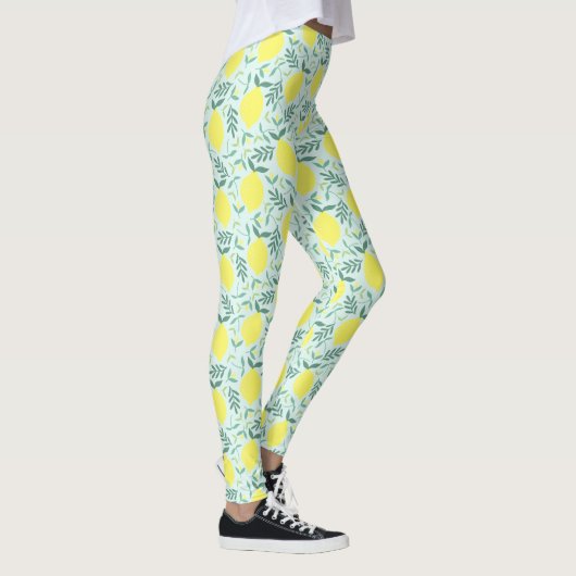 Botanische Lemon-Muster-Leggings Leggings (Rechts)