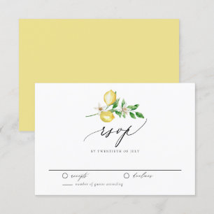 Botanische Lemon und Grüne Sommerhochzeit RSVP Karte