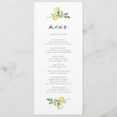 Botanische Lemon- und Grünwetterhochzeit Menükarte (Vorderseite)