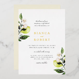 Botanische Lemons Hochzeit Folieneinladung