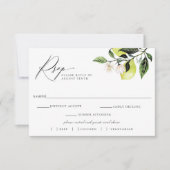 Botanische Lemons Hochzeit RSVP Mahlzeit Karte (Vorderseite)