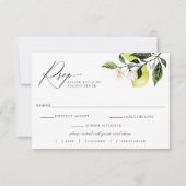 Botanische Lemons Hochzeit RSVP Mahlzeit Karte (Vorderseite)