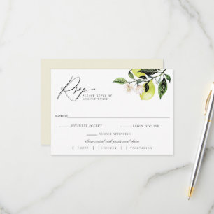 Botanische Lemons Hochzeit RSVP Mahlzeit Karte