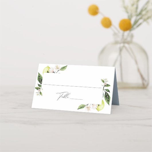 Botanische Lemons Hochzeiten Platzkarte (Vorderseite)