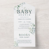 Botanische Letter Boy Baby-Dusche | Kinderbücher All In One Einladung (Innen Boden)