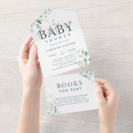 Botanische Letter Boy Baby-Dusche | Kinderbücher All In One Einladung