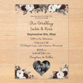 Botanische, lichtdurchlässige Hochzeit Acryleinladungen (Vorderseite)