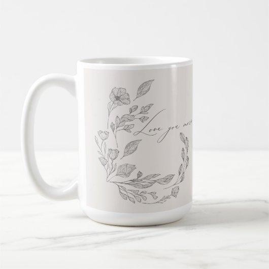 Botanische Liebe mit Blütenhandzeichnung Mehr Zita Kaffeetasse (Links)