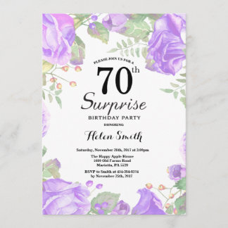 Botanische Lila Blumenüberraschung 70. Geburtstag Einladung