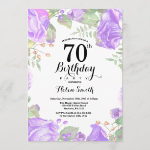 Botanische Lila Blüte 70. Geburtstag Einladung