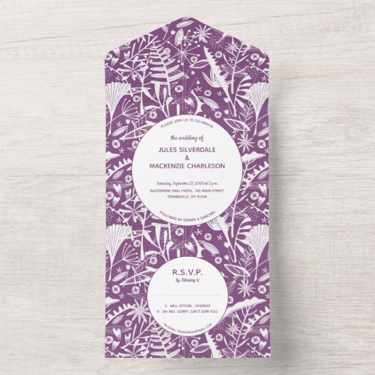 Botanische Lila Foliage All In One Einladung (Innen Boden)