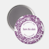 Botanische Lila Foliage Save the Date Magnet (Vorderseite/Rückseite)