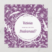 Botanische Lila Folien werden meine Bridesmaid sei Einladung (Vorne/Hinten)