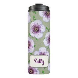 Botanische lila Garten-Blume irgendein Name Thermosbecher