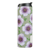 Botanische lila Garten-Blume irgendein Name Thermosbecher (Nach links gedreht)
