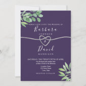 Botanische Lila Hochzeit Einladung (Vorderseite)