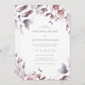 Botanische Lila Hochzeit Einladung (Vorne/Hinten)