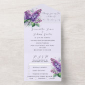 Botanische Lila Hochzeit mit Flora und Fauna All In One Einladung (Innen Boden)