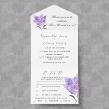 Botanische Lila Hochzeit mit Flora und Fauna