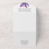 Botanische Lila Hochzeit mit Flora und Fauna All In One Einladung (Außenbereich)