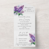 Botanische Lila Hochzeit mit Flora und Fauna All In One Einladung (Innen Boden)