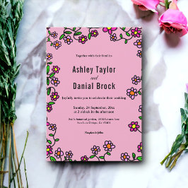 Botanische Lila Magenta Rose Boho Floral Wedding Einladung