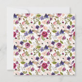 Botanische Lila Rosa Blumenzeremonie Einladung (Rückseite)